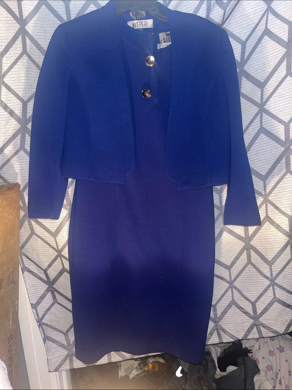 Kasper Two-Piece Royal Blue Sheath Dress with Cropped Jacket